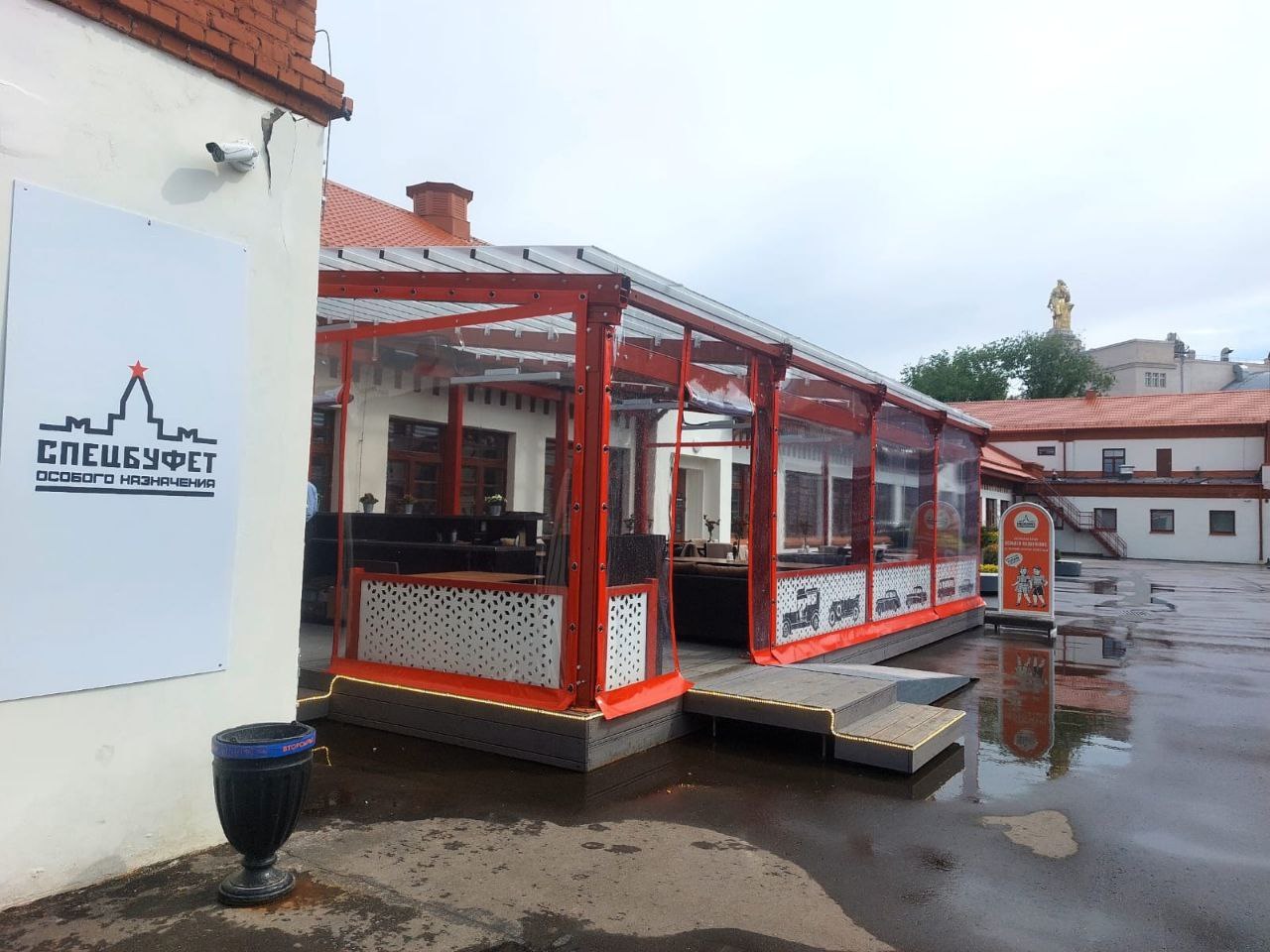 ПВХ шторы для летней террасы кафе в Козельске